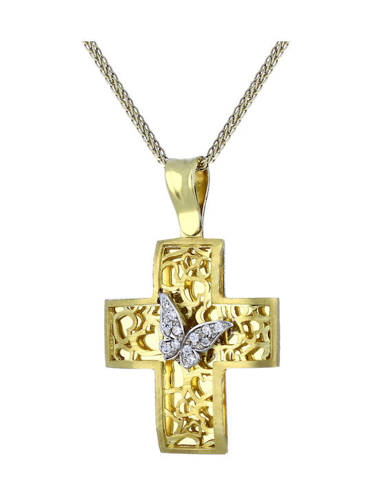 Damen Gold Kreuz 14K