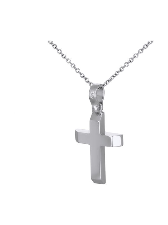 Men's White Gold Cross 14K