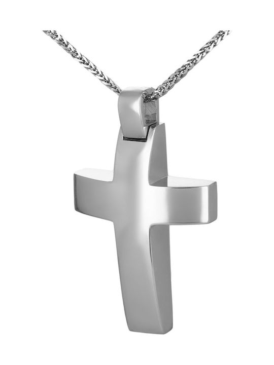 Men's White Gold Cross 14K