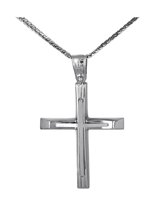 Men's White Gold Cross 14K