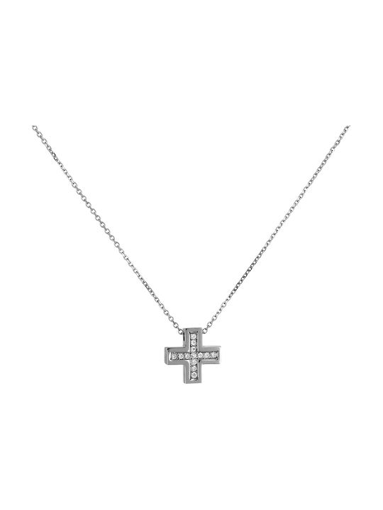 Damen Weißgold Kreuz 14K mit Kette