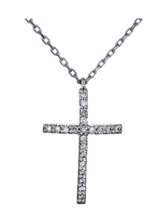 White Gold Cross 18K with Chain