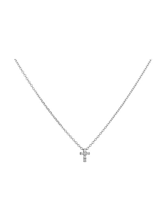 Damen Weißgold Kreuz 14K mit Kette