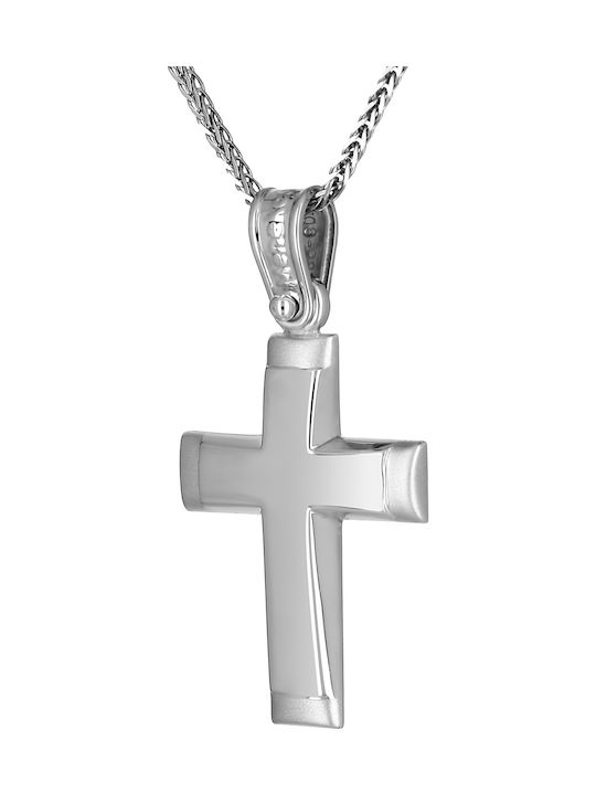 Men's White Gold Cross 14K