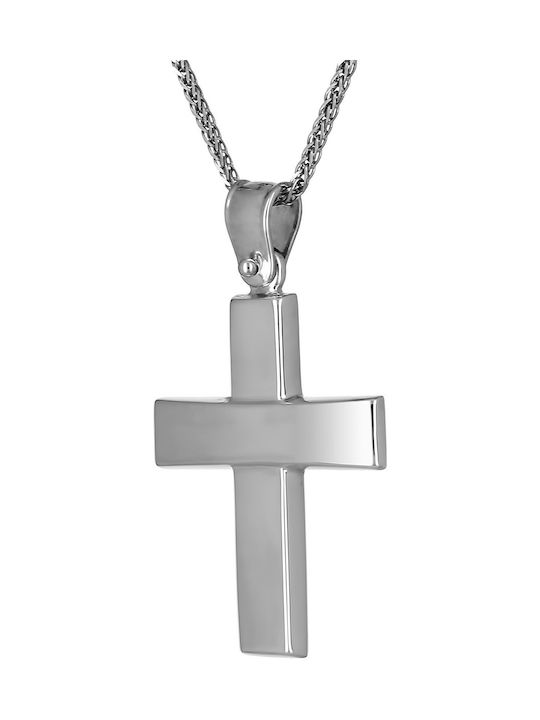 Men's White Gold Cross 14K