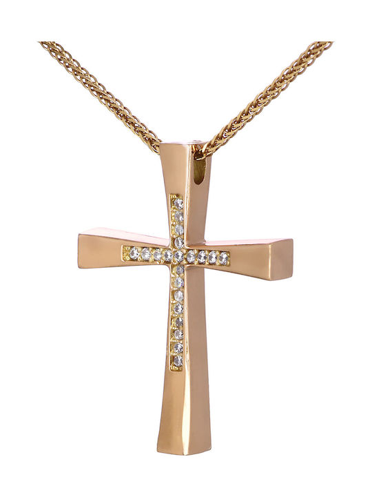 Damen Roségold Kreuz 14K