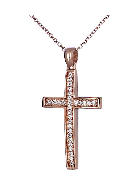 Femeiesc Aur roz Cruce 14K