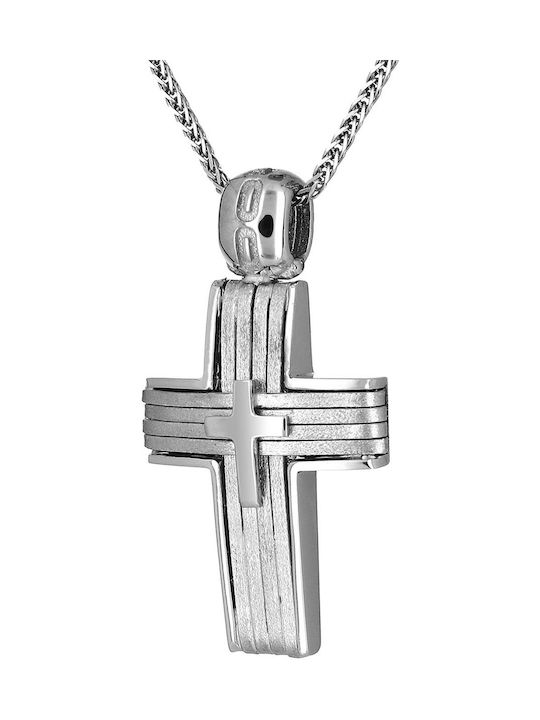 Men's White Gold Cross 14K