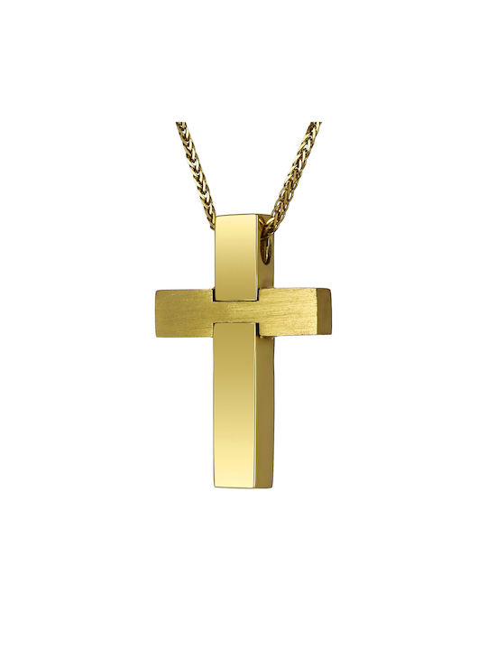 Herren Gold Kreuz 14K mit Kette