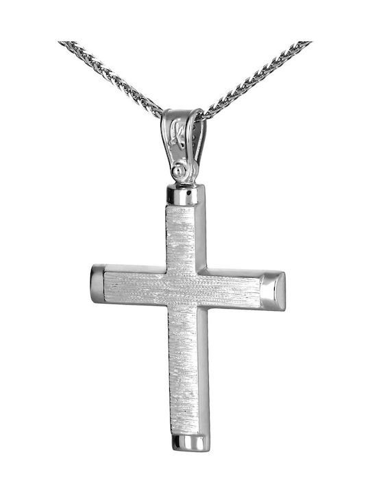 Men's White Gold Cross 14K