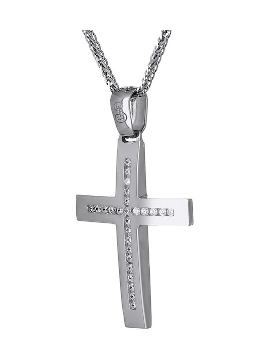 Damen Weißgold Kreuz 14K