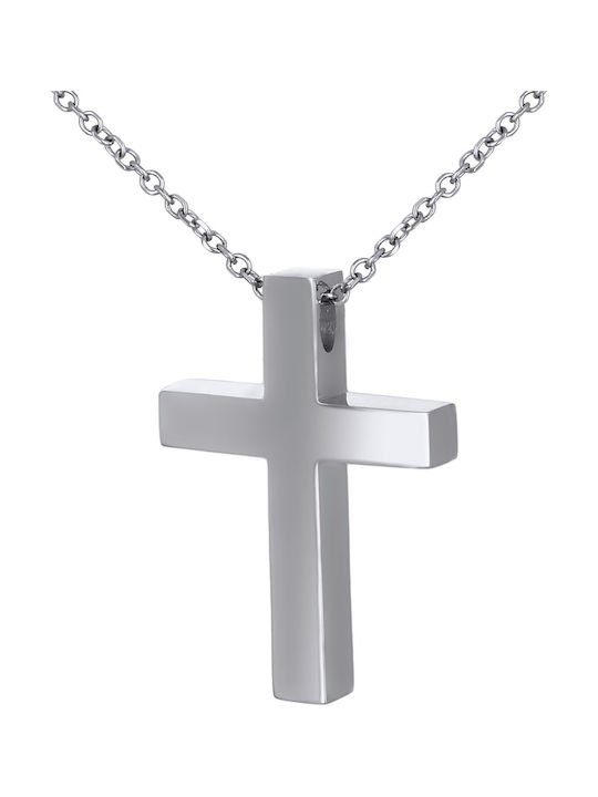 Men's White Gold Cross 14K