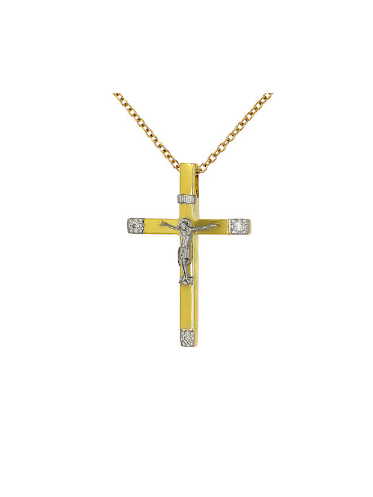 Damen Gold Kreuz 14K mit dem Gekreuzigten