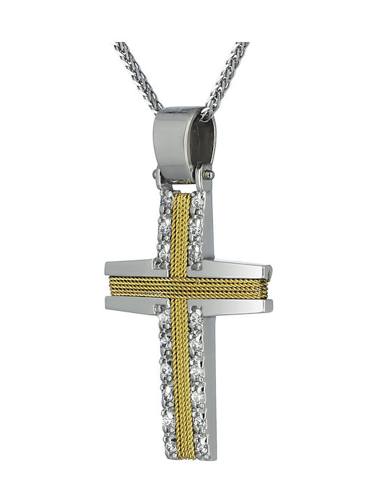 Damen Weißgold Kreuz 14K