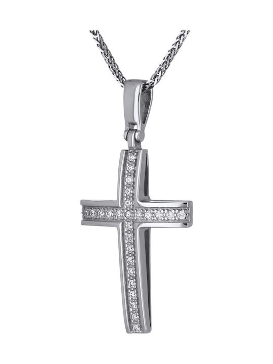 Damen Weißgold Kreuz 14K