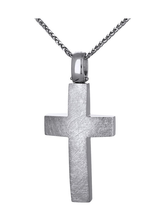 Men's White Gold Cross 14K