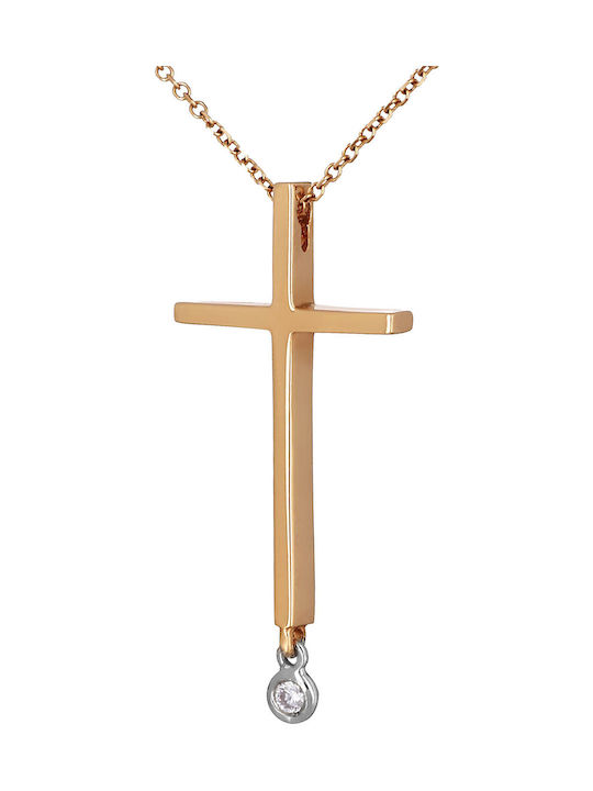 Damen Roségold Kreuz 14K