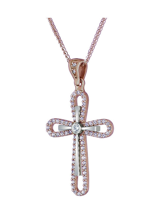 Damen Roségold Kreuz 14K