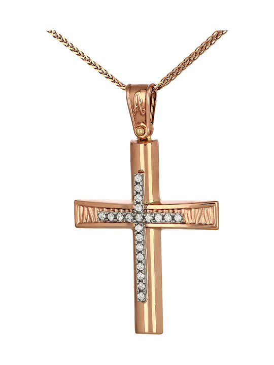 Femeiesc Aur roz Cruce 14K