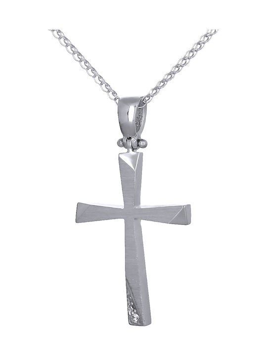 Damen Weißgold Kreuz 14K