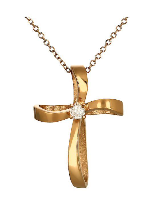 Damen Roségold Kreuz 14K