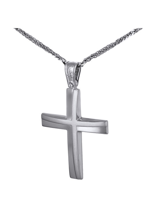 Men's White Gold Cross 14K