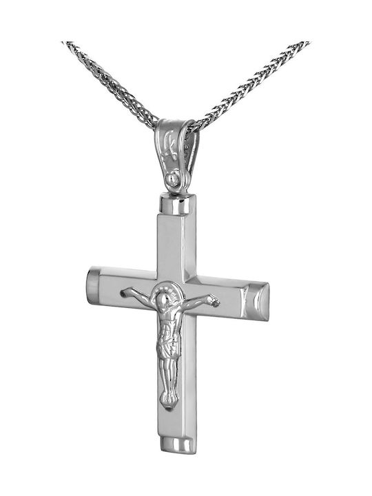 Men's White Gold Cross 14K