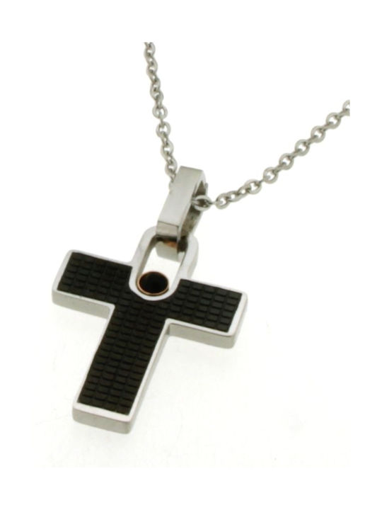Black Men's Cross from Steel with Chain