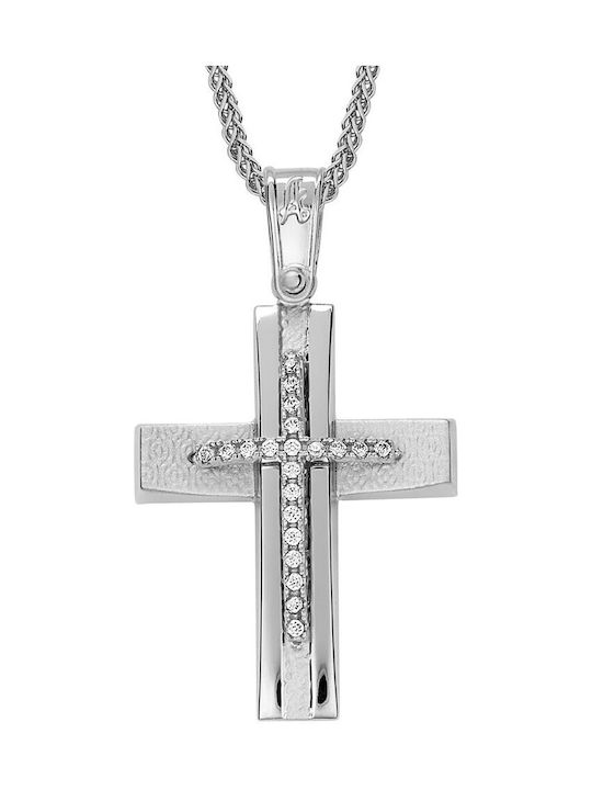 Damen Weißgold Kreuz 14K mit Kette