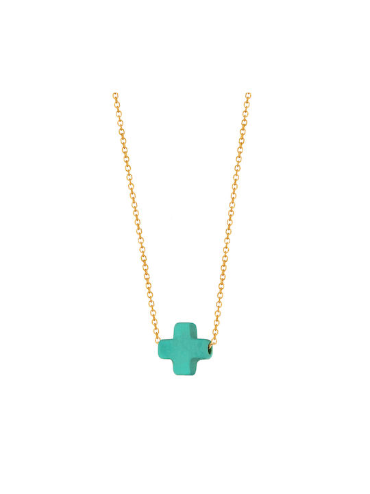 Women's Cross from Gold Plated Silver with Chain