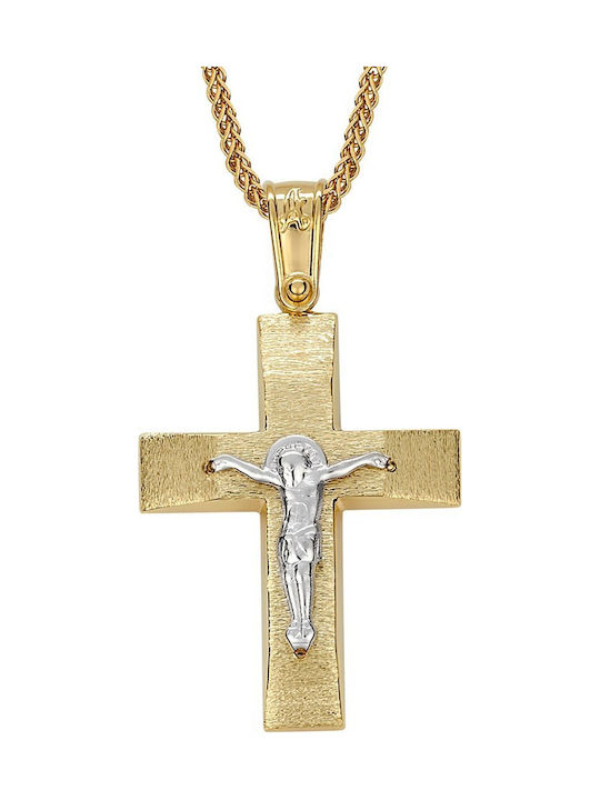 Herren Gold Kreuz 14K mit dem Gekreuzigten mit Kette