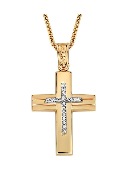 Damen Gold Kreuz 14K mit Kette