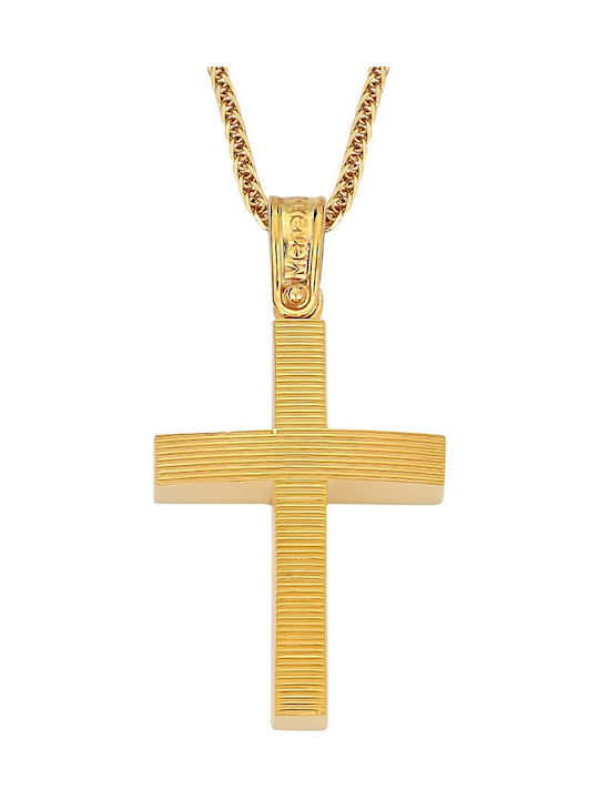 Herren Gold Kreuz 14K mit Kette