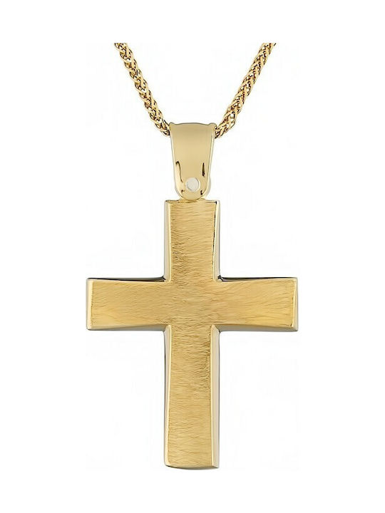 Herren Gold Kreuz 14K mit Kette