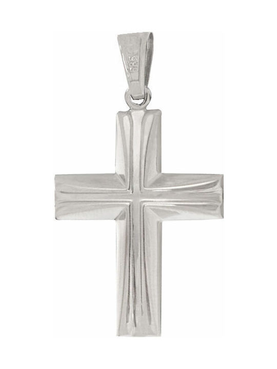 Men's White Gold Cross 14K