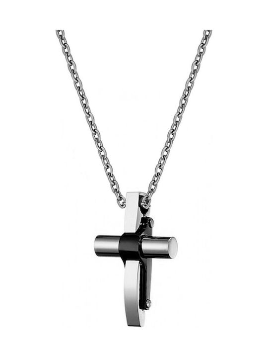 Men's Cross from Steel with Chain