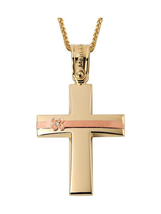 Damen Roségold Kreuz 14K mit Kette