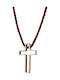 Abadianakis Crucifix Bărbat din Argint cu Șnur