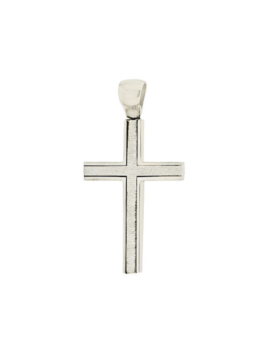 White Gold Cross 14K Double Sided