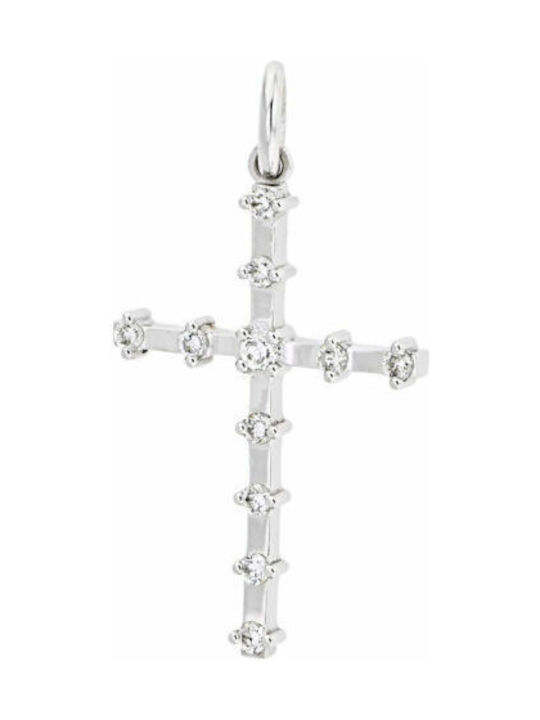 Women's White Gold Cross 18K