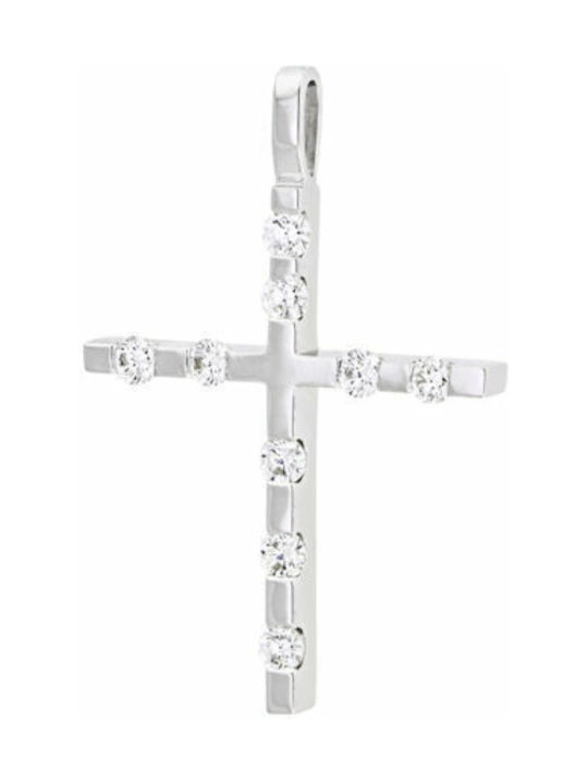 Women's White Gold Cross 18K