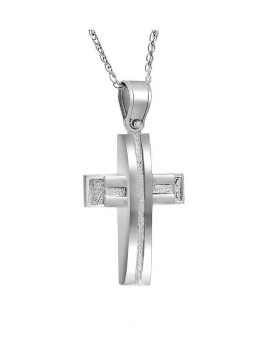 Men's White Gold Cross 14K