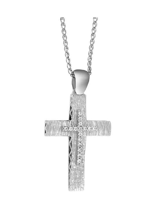 Women's White Gold Cross 14K Double Sided