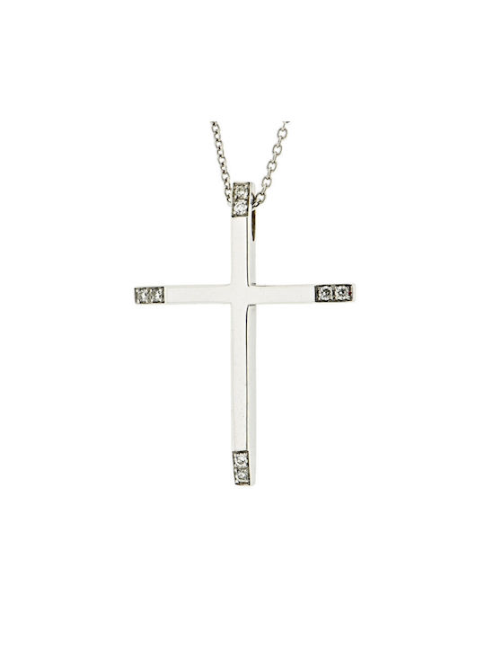 Women's White Gold Cross 18K with Chain