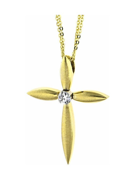 Damen Gold Kreuz 14K mit Kette