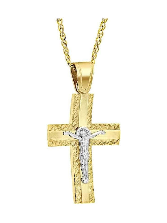 Men's Gold Cross 14K Double Sided with the Crucified