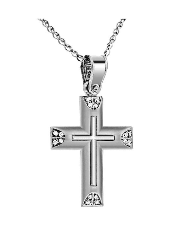 Women's White Gold Cross 14K Double Sided