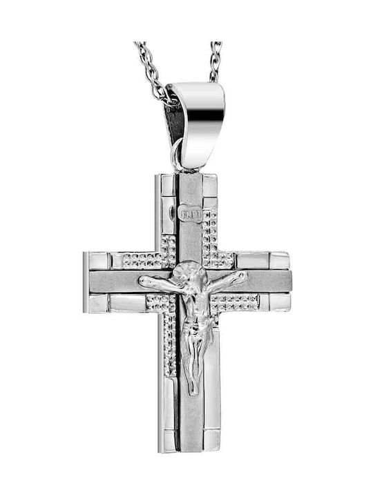 Men's White Gold Cross 14K with the Crucified