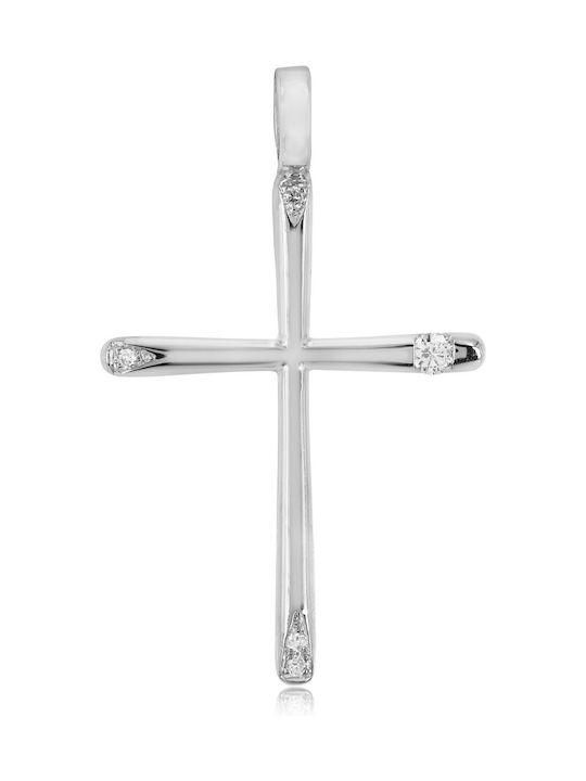 Women's White Gold Cross 18K