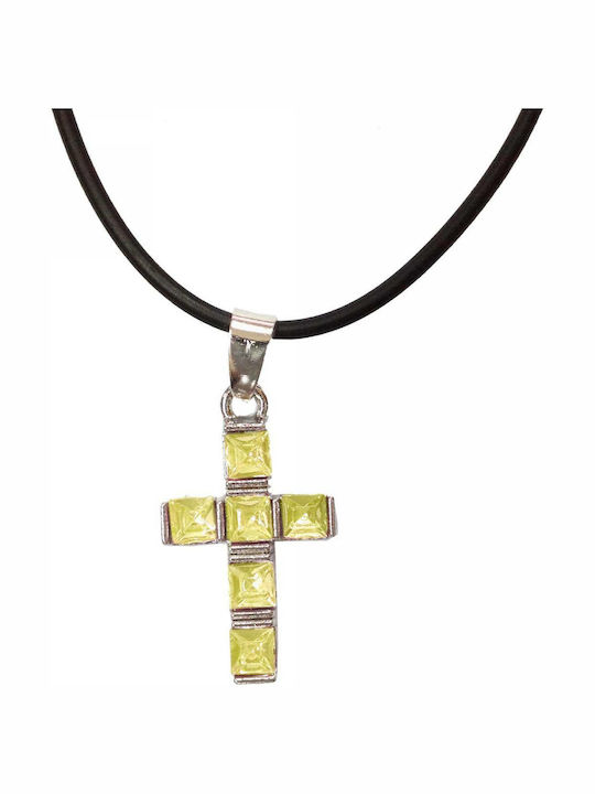 Kostibas Fashion Σταυρός από Επιχρυσωμένο Ασήμι με Κορδόνι